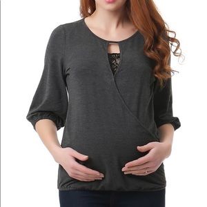 Kimi + Kai “faith” Lace Trim maternity/nursing top